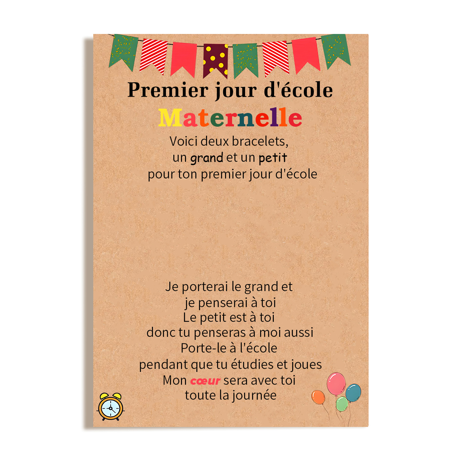 2PCS Ensemble de Bracelets Cœur Corde élastiques - Cadeau Rentrée Scolaire Premier jour d’école maternelle