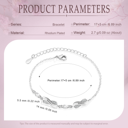 Bracelet Infini Élégance 2 personnalisé Prénom bracelet personnalisé femme Cadeau pour femme｜Jessemade