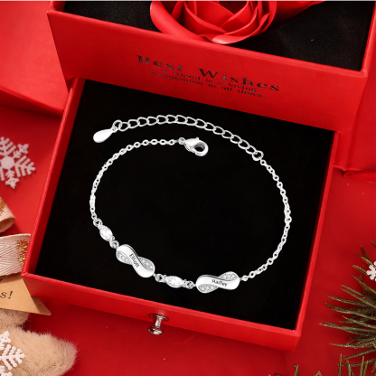 Bracelet Prénom Personnalisé pour Femme – Jusqu’à 5 Noms, Bracelet Infini Symbolique d’Amour