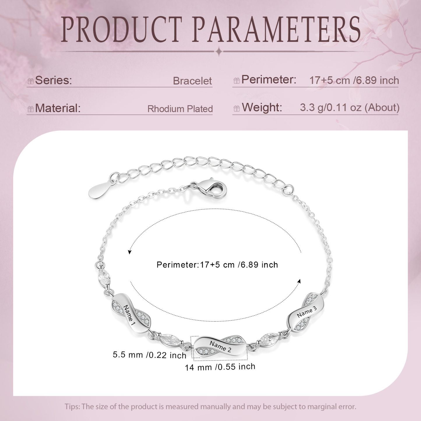 Bracelet Infini Élégance 3 personnalisé Prénom bracelet personnalisé femme Cadeau pour femme|Jessemade