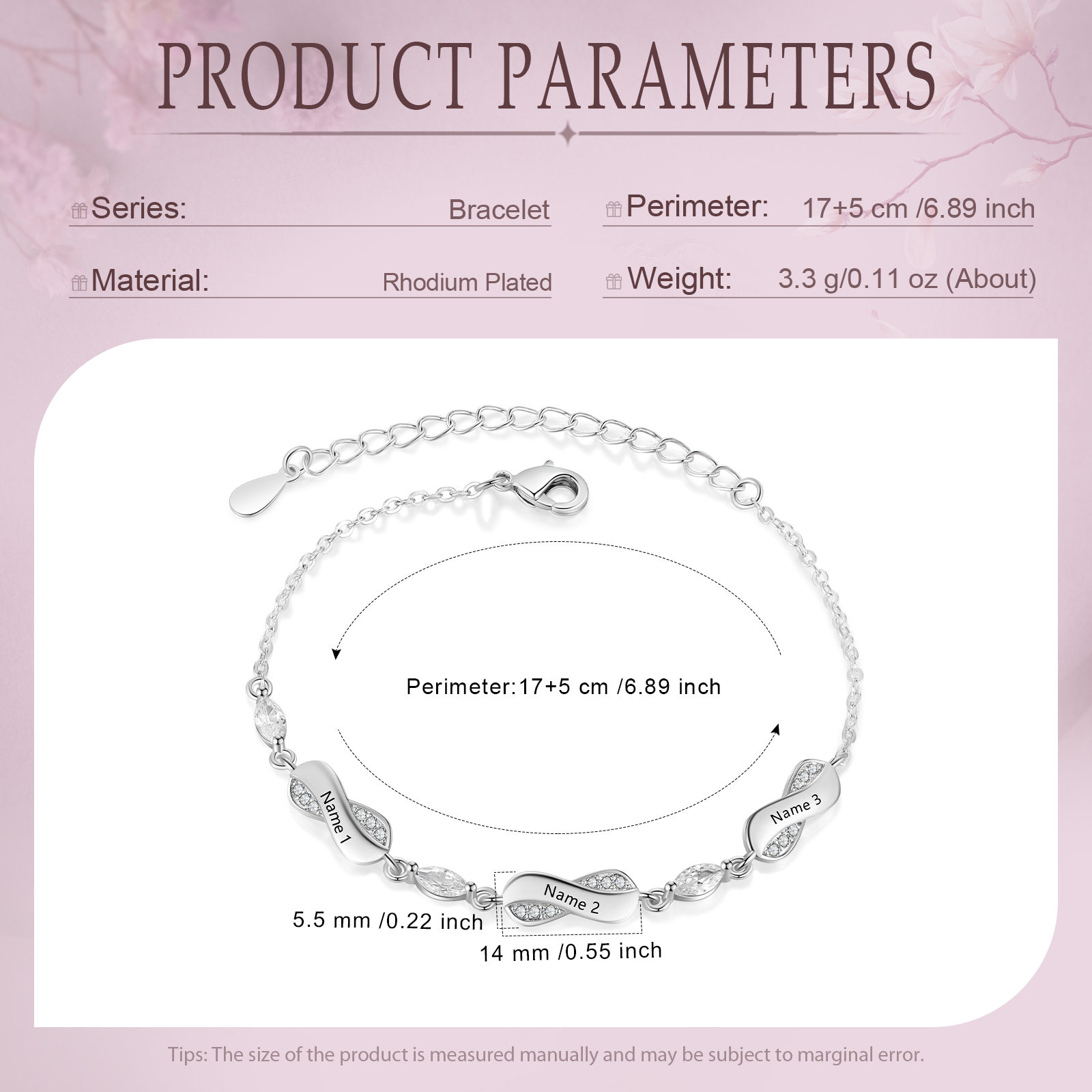 Bracelet Infini Élégance 3 personnalisé Prénom bracelet personnalisé femme Cadeau pour femme|Jessemade