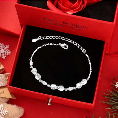 Bracelet Prénom Personnalisé pour Femme – Jusqu’à 5 Noms, Bracelet Infini Symbolique d’Amour