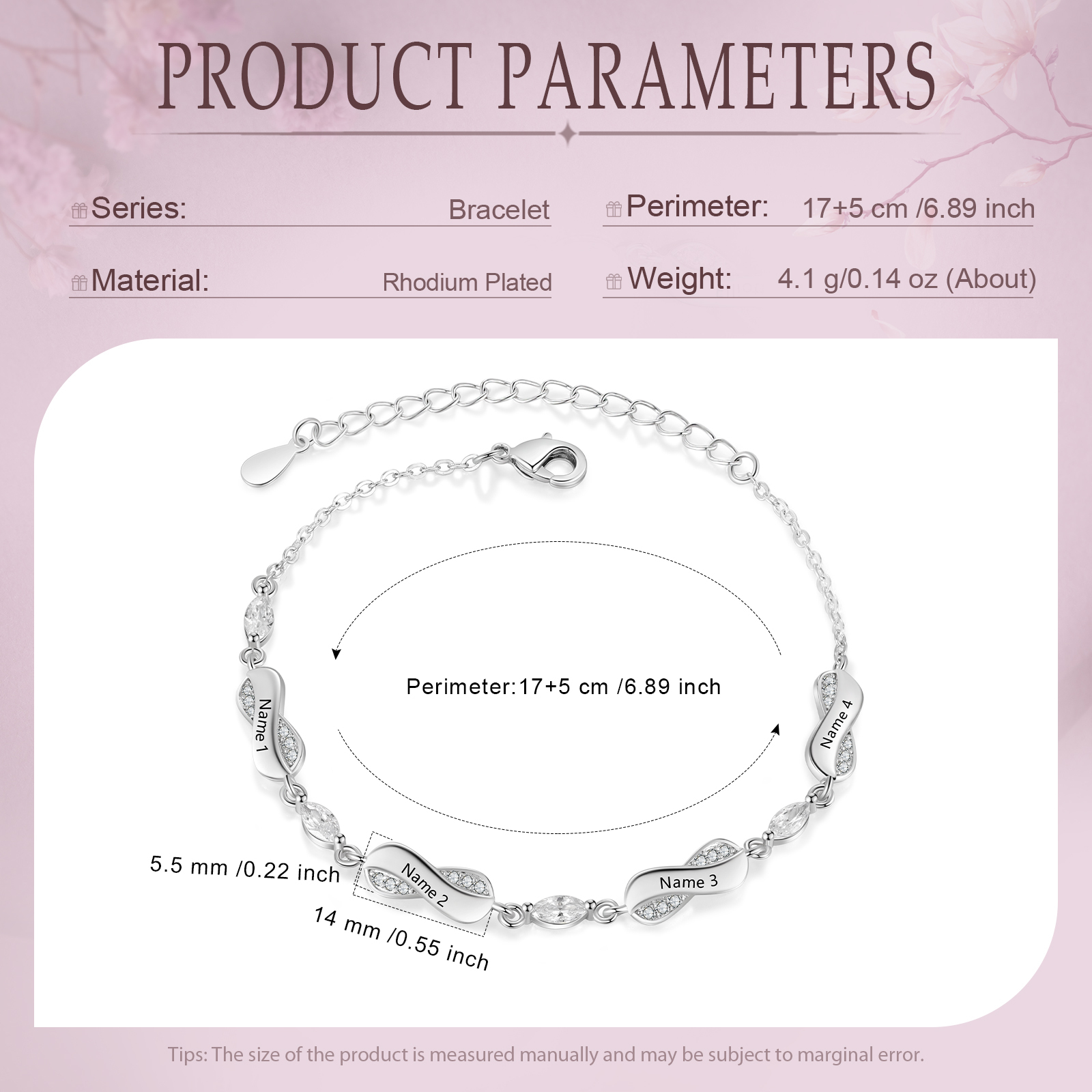 Bracelet Infini Élégance 4 personnalisé Prénom bracelet personnalisé femme Cadeau pour femme|Jessemade
