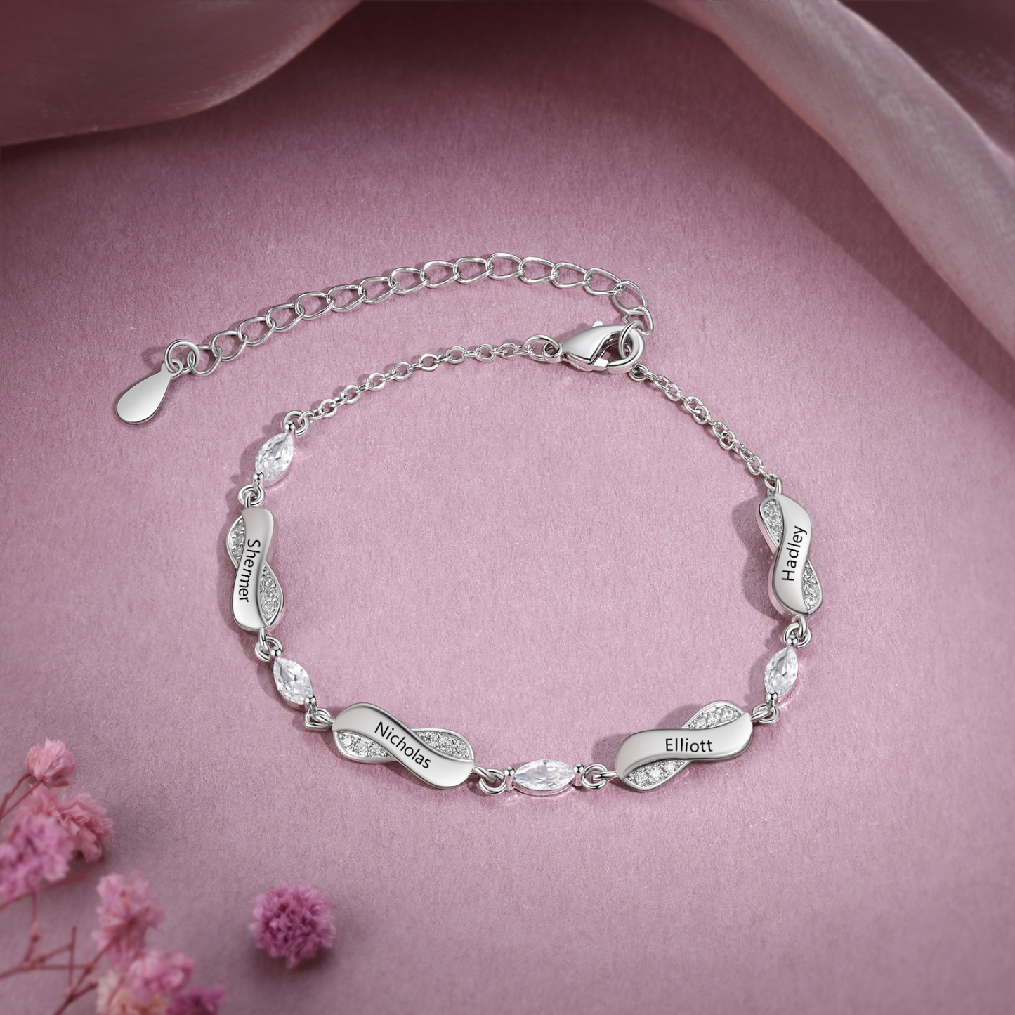 Bracelet Infini Élégance 4 personnalisé Prénom bracelet personnalisé femme Cadeau pour femme|Jessemade