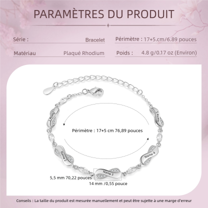 Bracelet Infini Élégance 1-5 personnalisé Prénom bracelet personnalisé femme Cadeau pour Femme/ | Jessemade