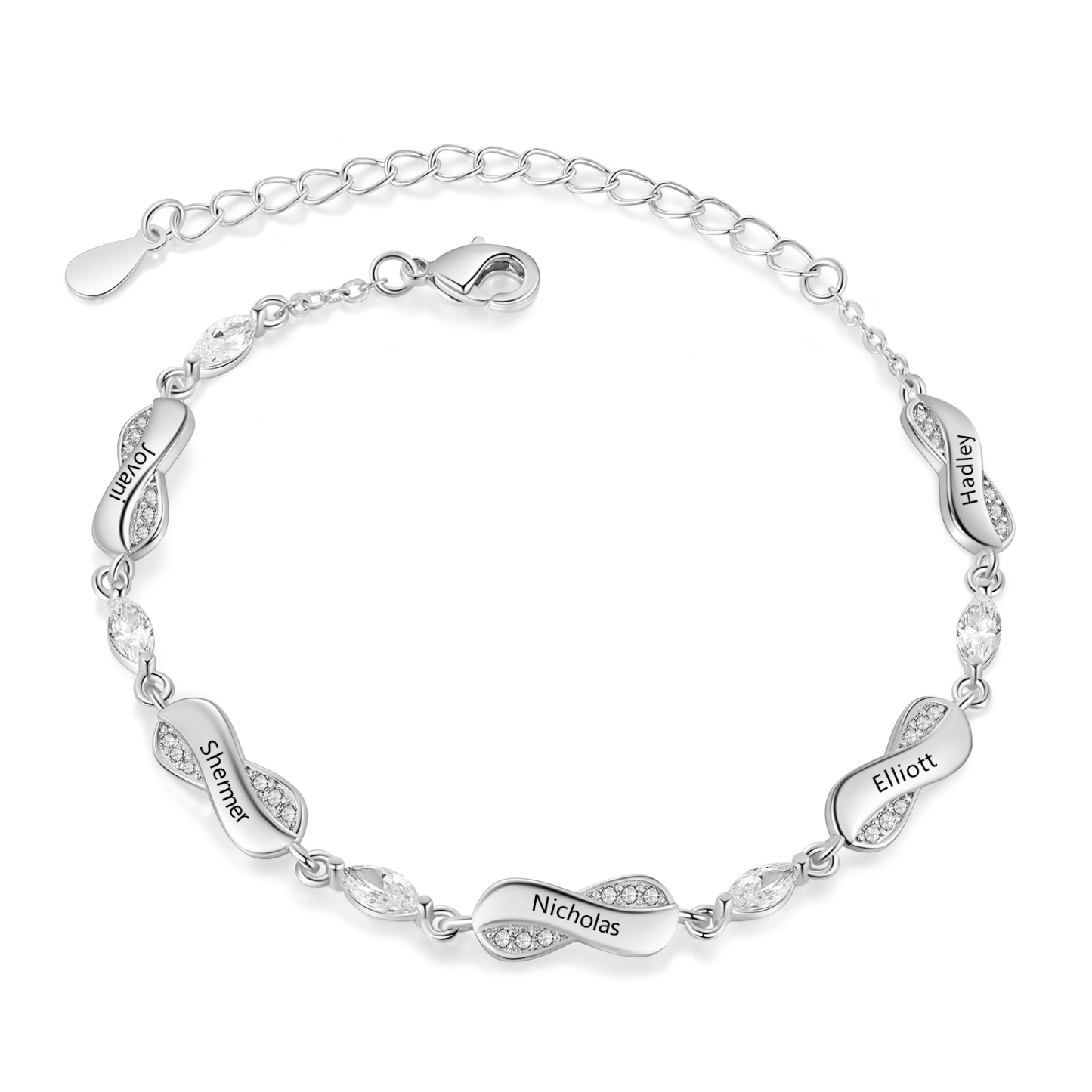 2PCS Coffret Cadeau Collier coeur et Bracelet 5 Prénoms Personnalisés avec 5 Pierres de Naissance Collier Bracelet Personnalisé pour Femme | Jessemade