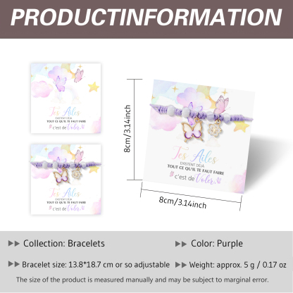 Bracelet Papillon et Fleur- Cadeau Rentrée Scolaire Premier Jour d’École pour Enfants