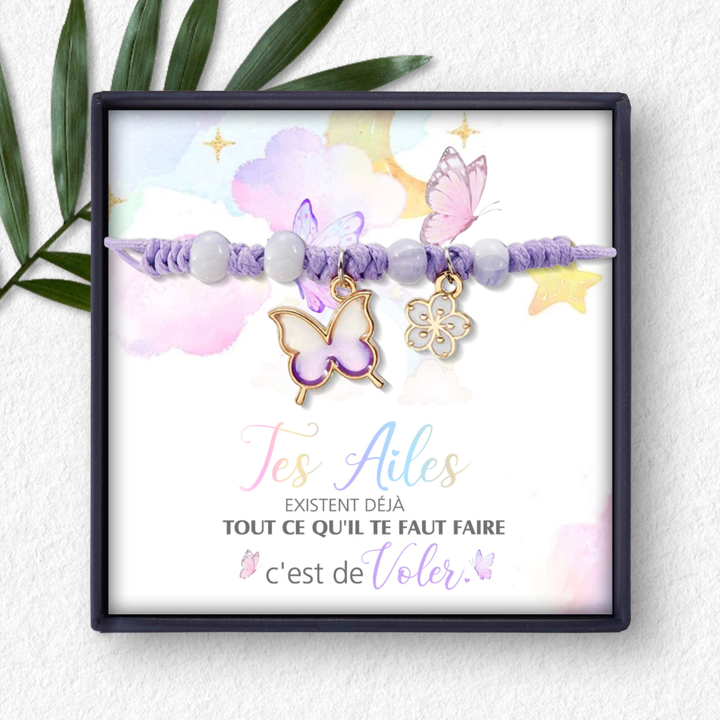 Bracelet Papillon et Fleur- Cadeau Rentrée Scolaire Premier Jour d’École pour Enfants