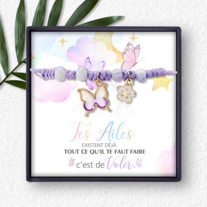 Bracelet Papillon et Fleur- Cadeau Rentrée Scolaire Premier Jour d’École pour Enfants