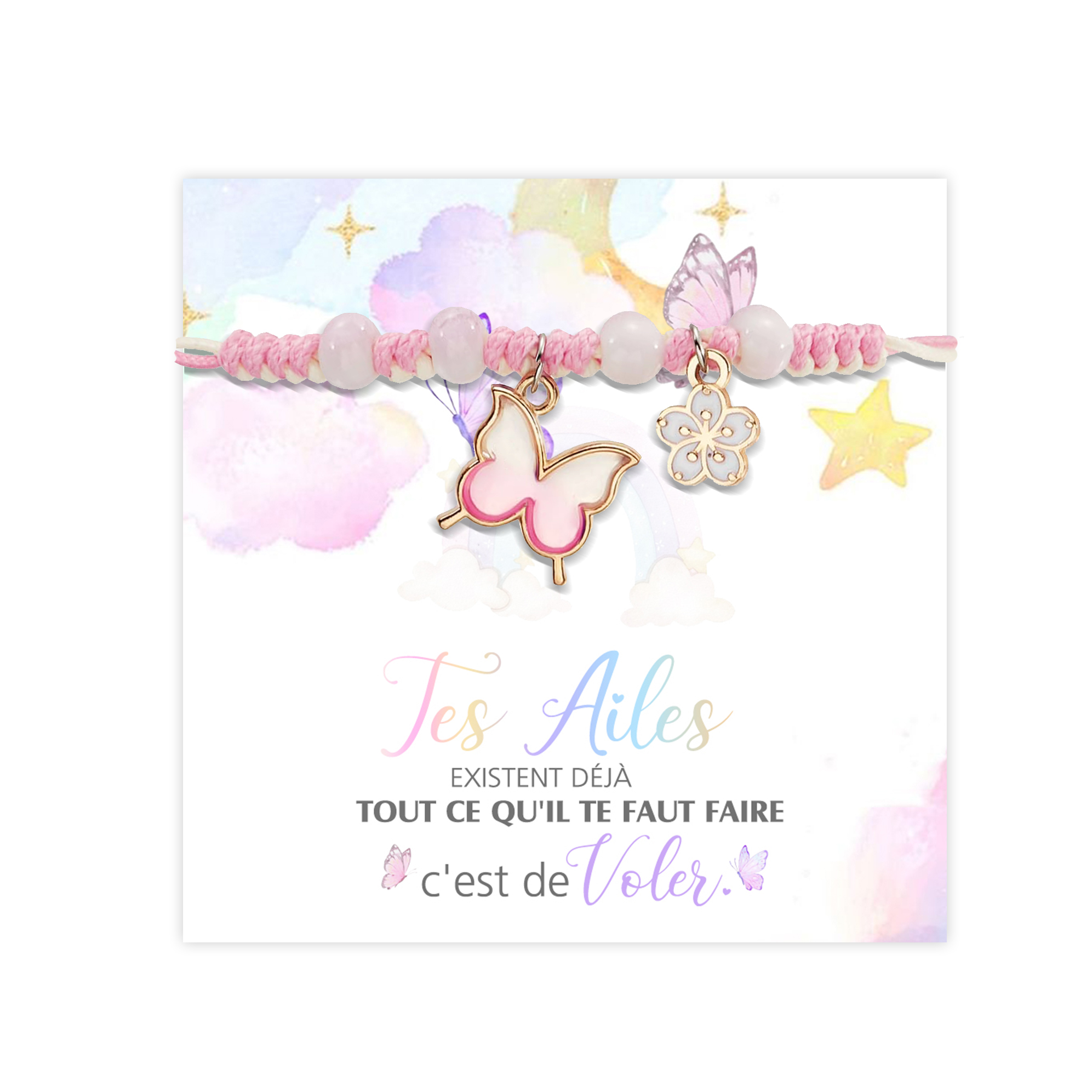 Bracelet Papillon et Fleur- Cadeau Rentrée Scolaire Premier Jour d’Éco