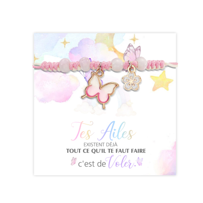 Bracelet Papillon et Fleur- Cadeau Rentrée Scolaire Premier Jour d’Éco