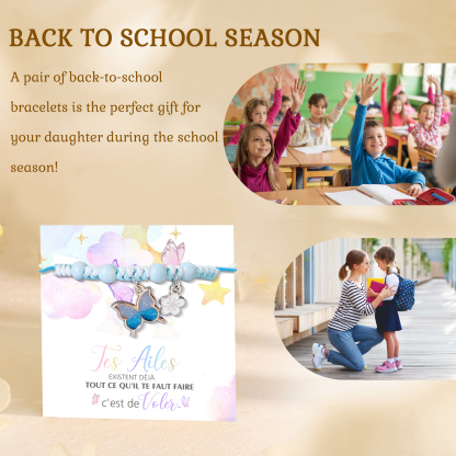 Bracelet Papillon et Fleur- Cadeau Rentrée Scolaire Premier Jour d’École pour Enfants