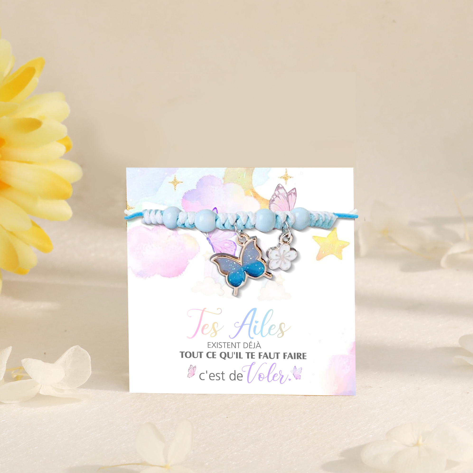 Bracelet Papillon et Fleur- Cadeau Rentrée Scolaire Premier Jour d’École pour Enfants