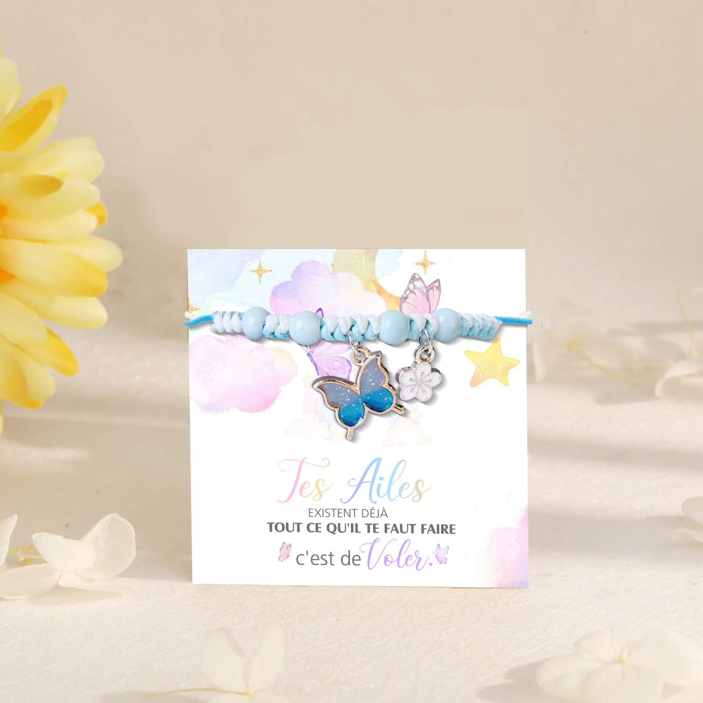 Bracelet Papillon et Fleur- Cadeau Rentrée Scolaire Premier Jour d’École pour Enfants