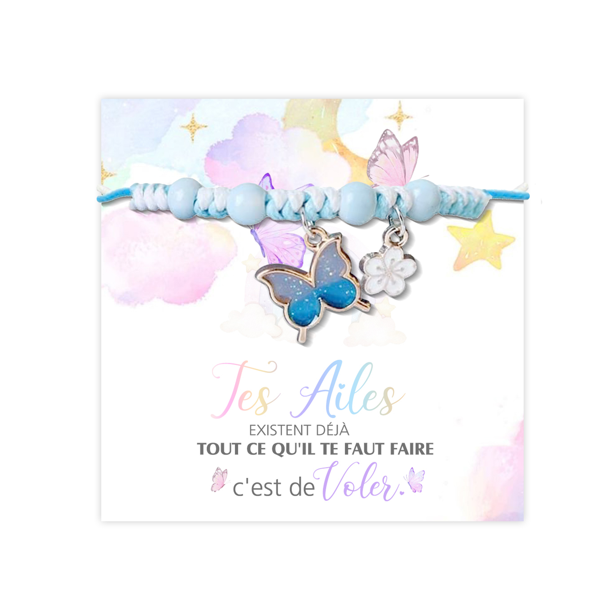 Bracelet Papillon et Fleur- Cadeau Rentrée Scolaire Premier Jour d’École pour Enfants