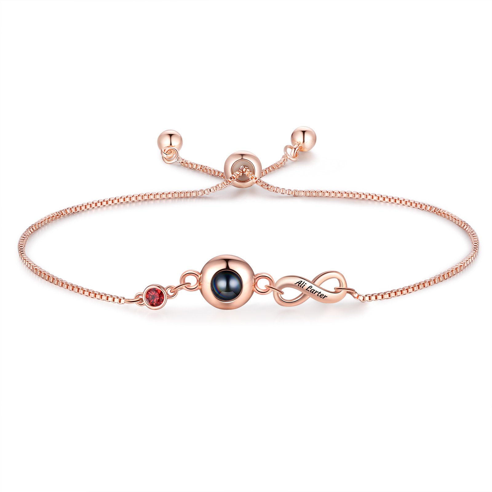 Bracelet Photo Projection avec Prénom et Pierre de Naissance Bracelet Personnalisé pour Femme|Jessemade