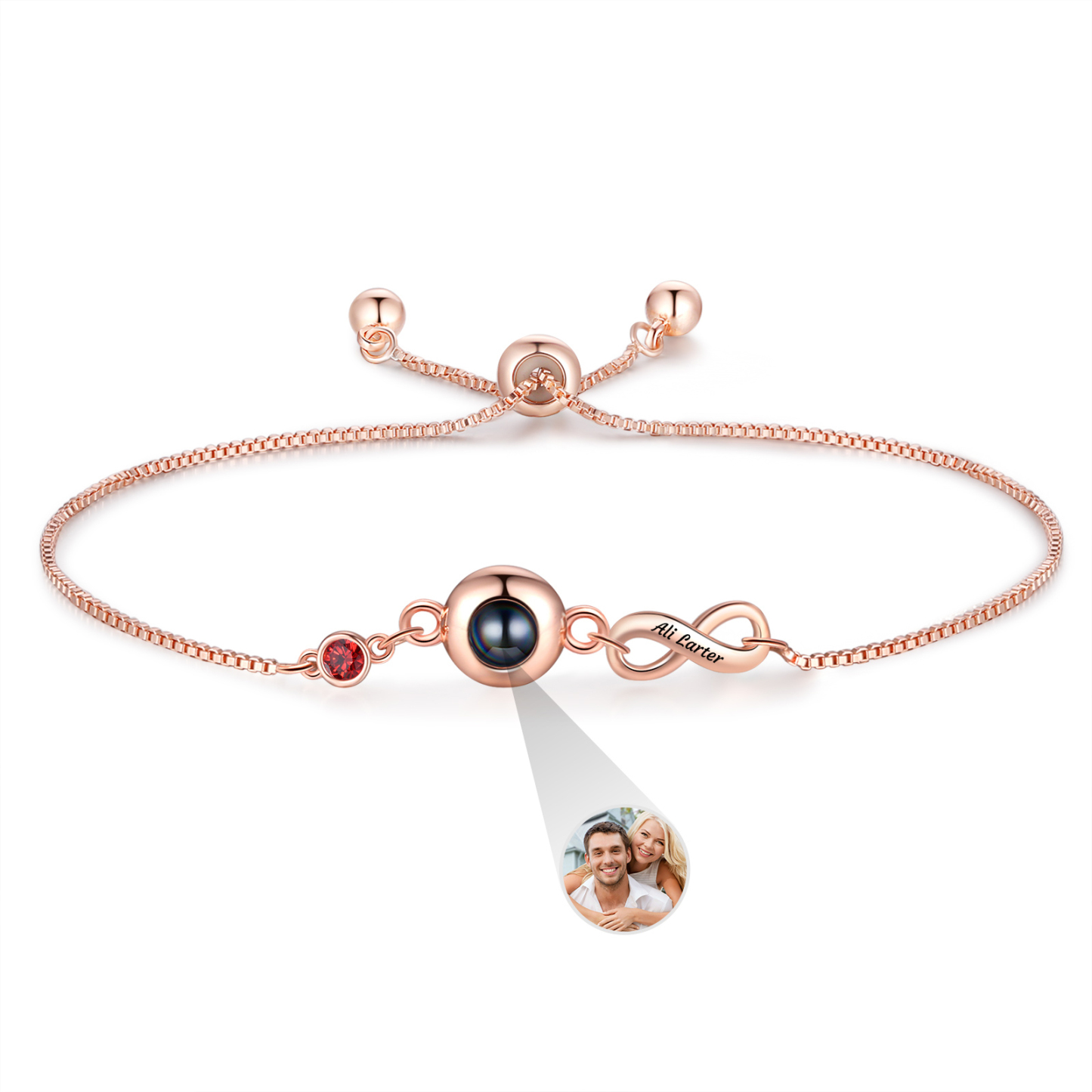 Bracelet Photo Projection avec Prénom et Pierre de Naissance Bracelet Personnalisé pour Femme|Jessemade