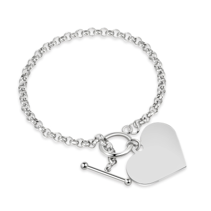 Bracelet avec Cœur Breloque personnalisé en acier inoxydable avec photo et prénom Cadeau pour amie | Jessemade