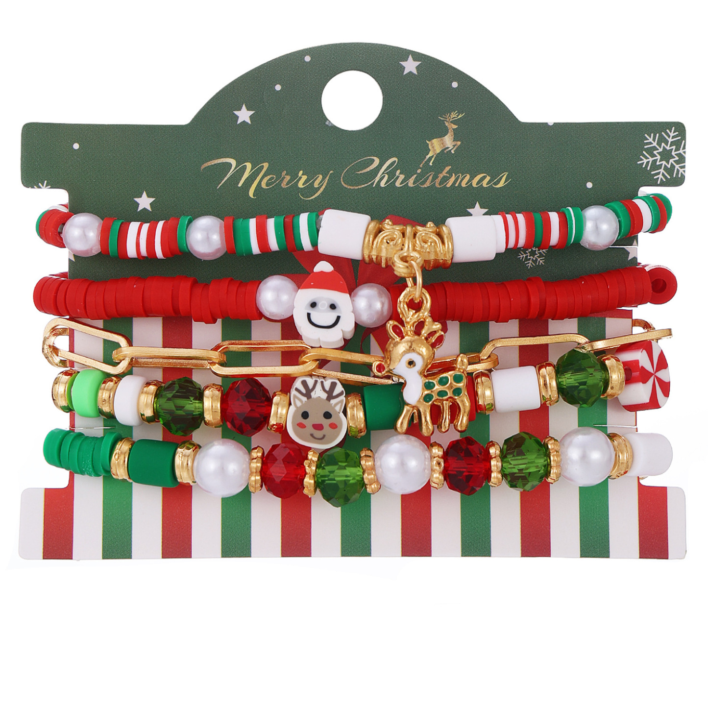 Bracelet de Noël avec Breloques Cloche et Couronne Rouge et Doré｜Jesse