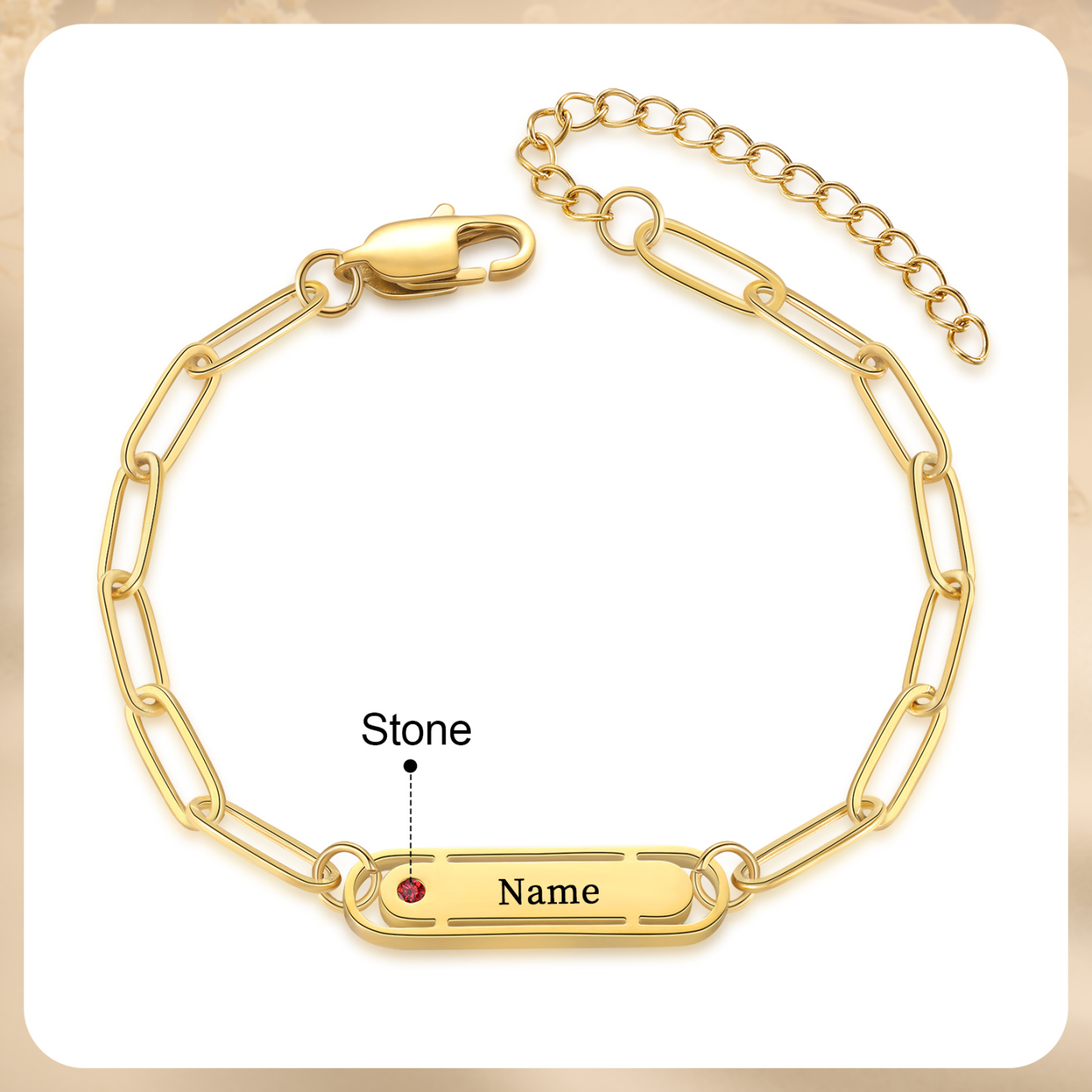 Bracelet Personnalisé avec 1 Prénom et 1 Pierre de Naissance Bracelet Personnalisé pour Femme|Jessemade