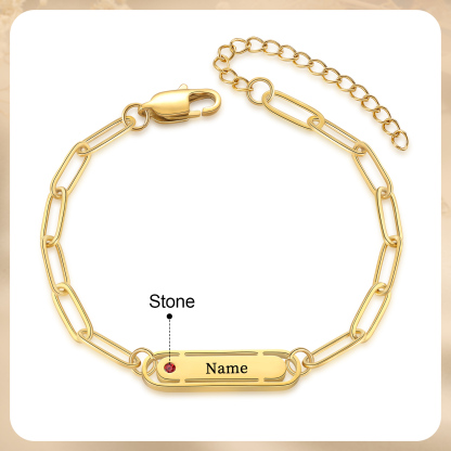 Bracelet Personnalisé avec 1 Prénom et 1 Pierre de Naissance Bracelet Personnalisé pour Femme｜Jessemade