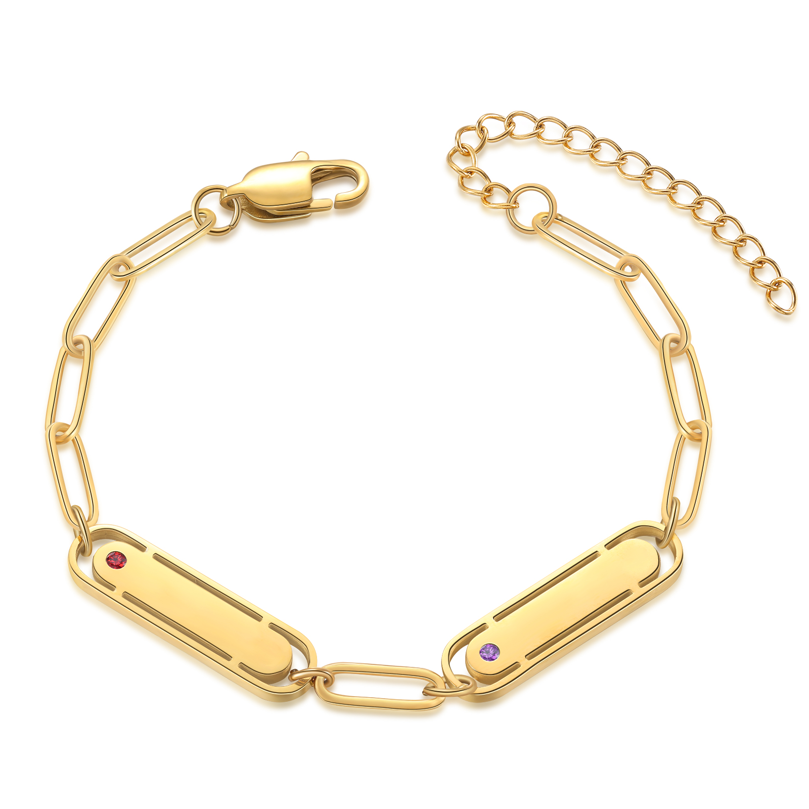 Bracelet Personnalisé avec 2 Prénoms et 2 Pierres de Naissance Bracelet Personnalisé pour Femme｜Jessemade