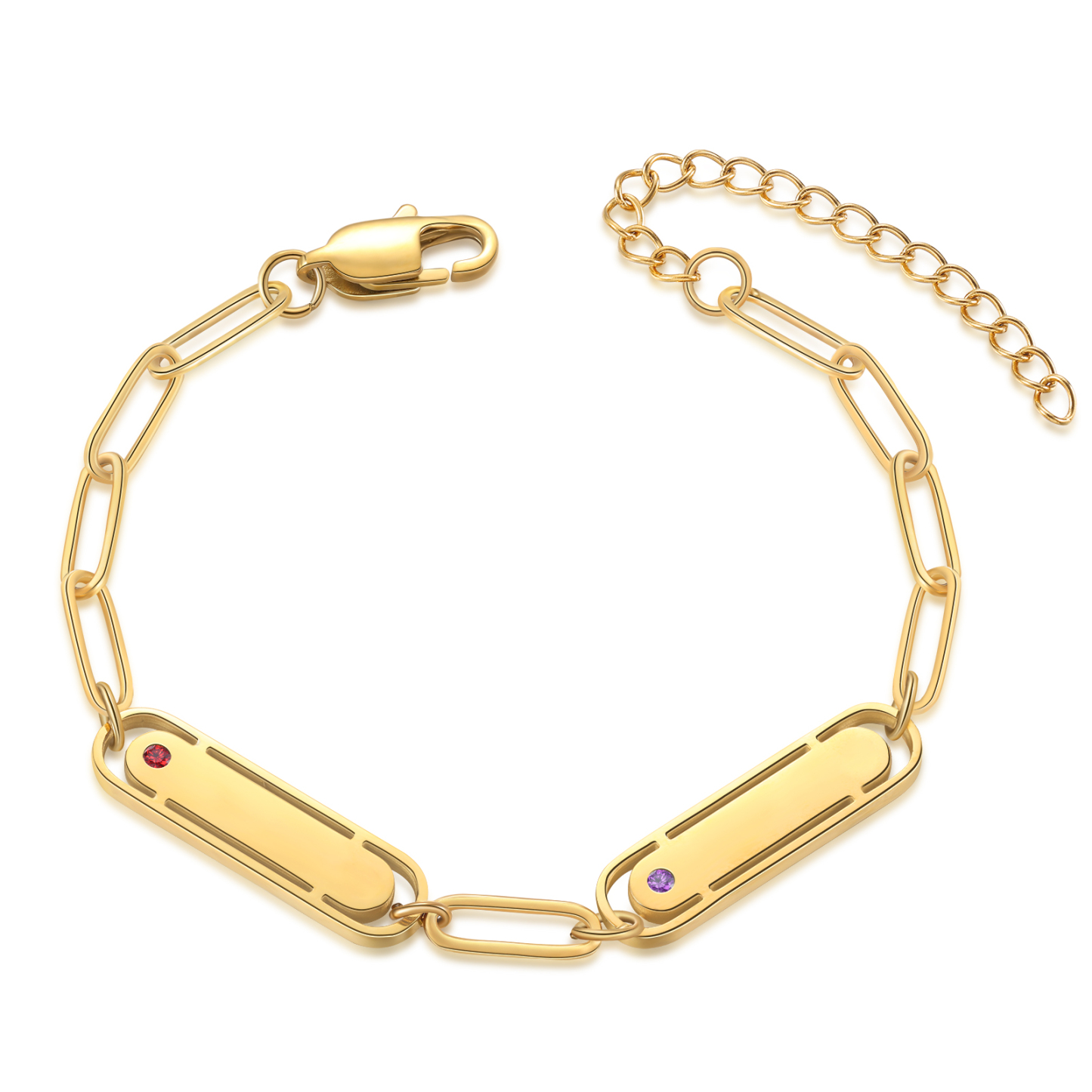 Bracelet Personnalisé avec 2 Prénoms et 2 Pierres de Naissance Bracelet Personnalisé pour Femme|Jessemade