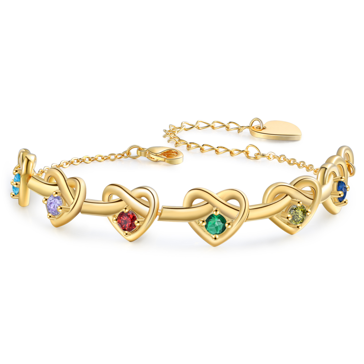 Bracelet 6 Prénoms Personnalisés avec 6 Pierres de Naissance Bracelet Personalisable pour Femme | Jessemade