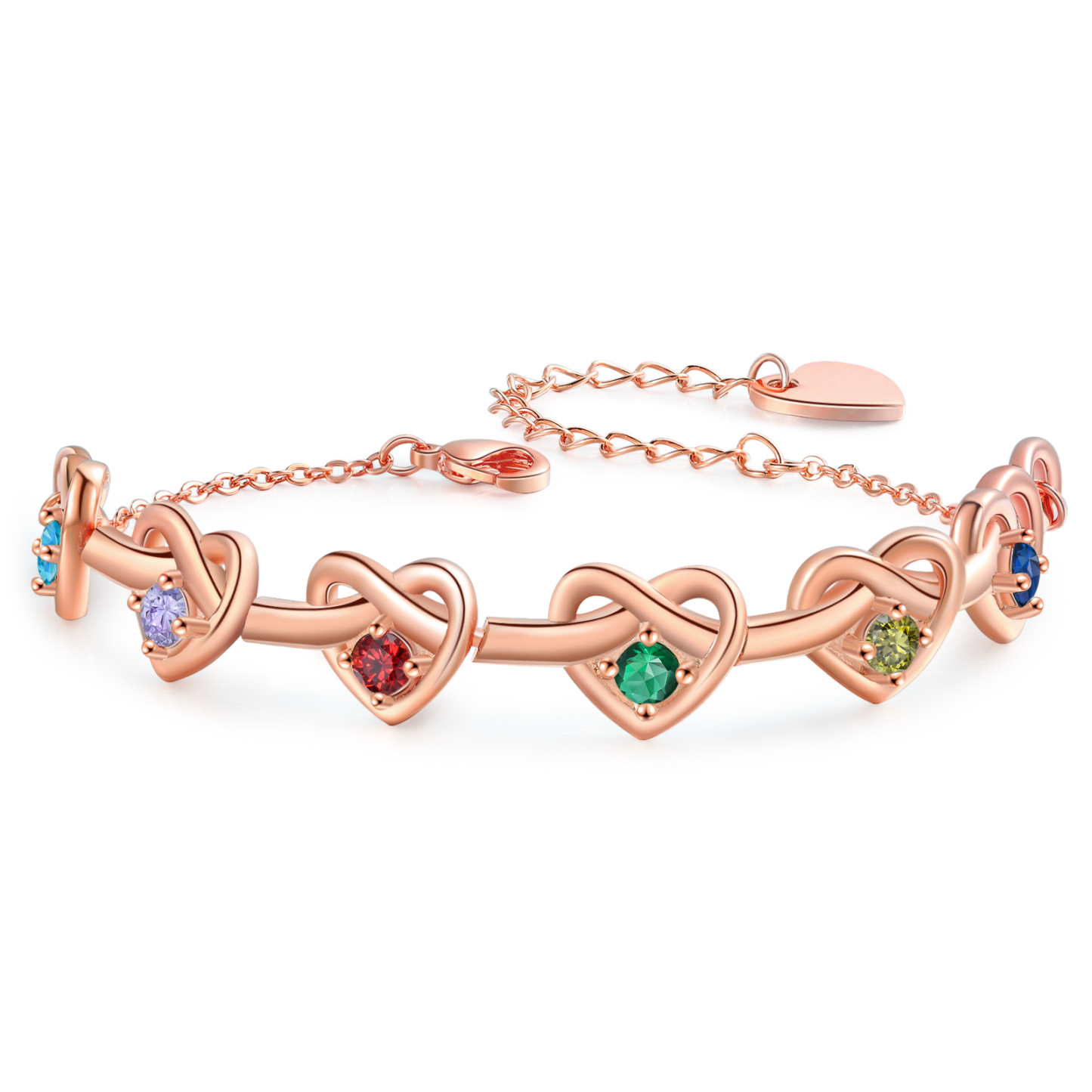 Bracelet 6 Prénoms Personnalisés avec 6 Pierres de Naissance Bracelet Personalisable pour Femme | Jessemade