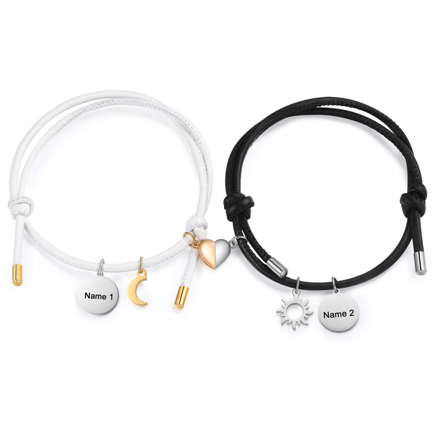 2PCS Bracelets Personnalisés avec 2 Prénoms Bracelet en commun pour Couple | Jessemade