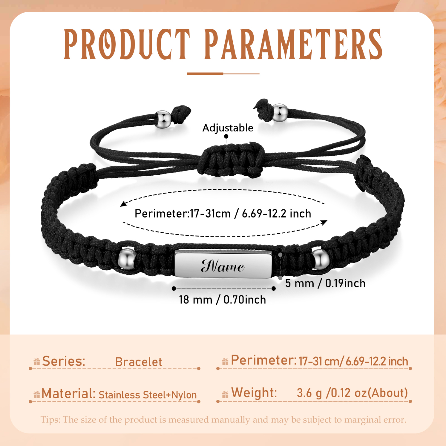 Bracelet Tressé Personnalisable Prénom Personnalisé Bracelet Ajustable|Jessemade