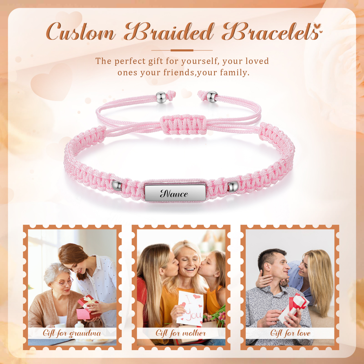 Bracelet Tressé Personnalisable Prénom Personnalisé Bracelet Ajustable|Jessemade