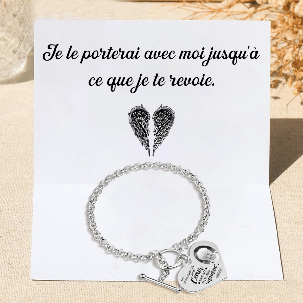 Bracelet Personnalisé en acier inoxydable avec Gravure et Photo bracelet personnalisé Coeur commémoratif｜Jessemade
