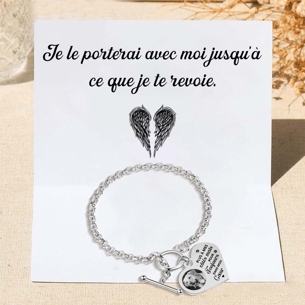 Bracelet Personnalisé en acier inoxydable avec Photo couleur gravée Bracelet Personnalisé Coeur commémoratif|Jessemade