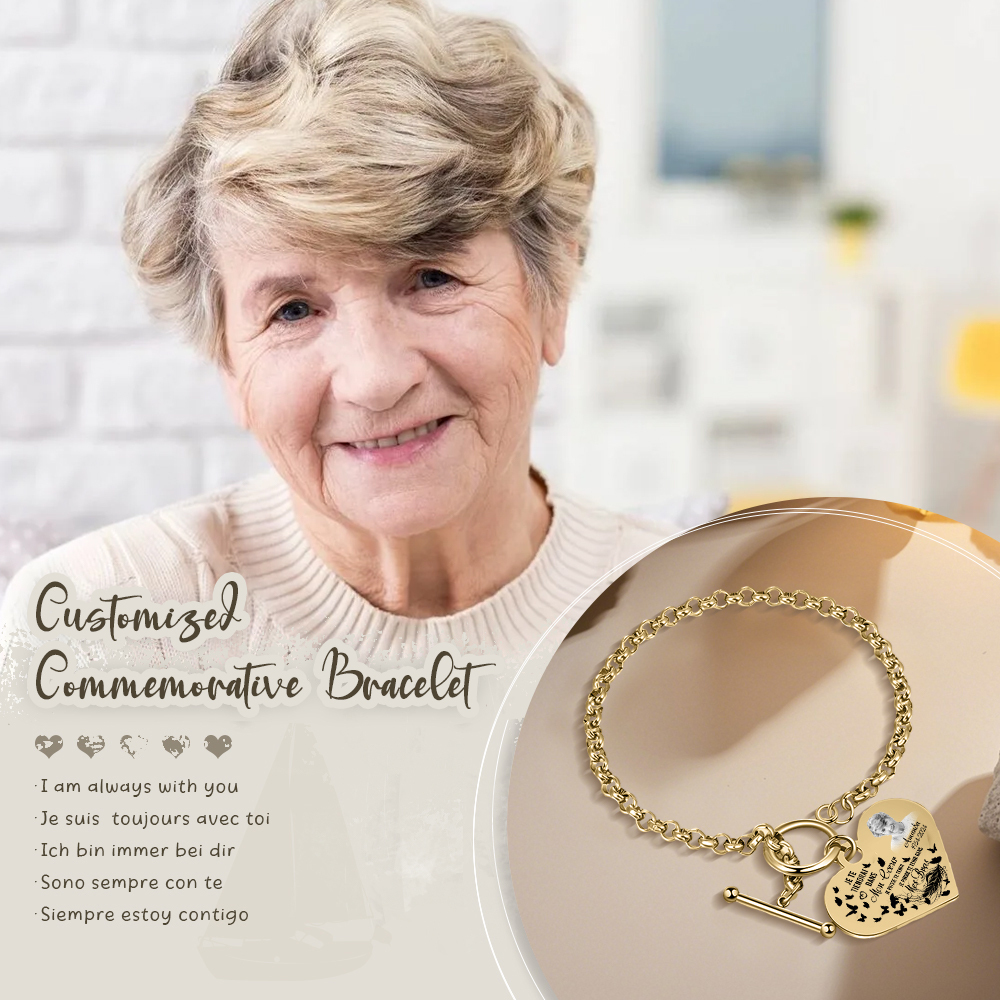 Bracelet Personnalisé en Acier Inoxydable avec Photo et Gravure bracelet personnalisé en forme de Coeur|Jessemade