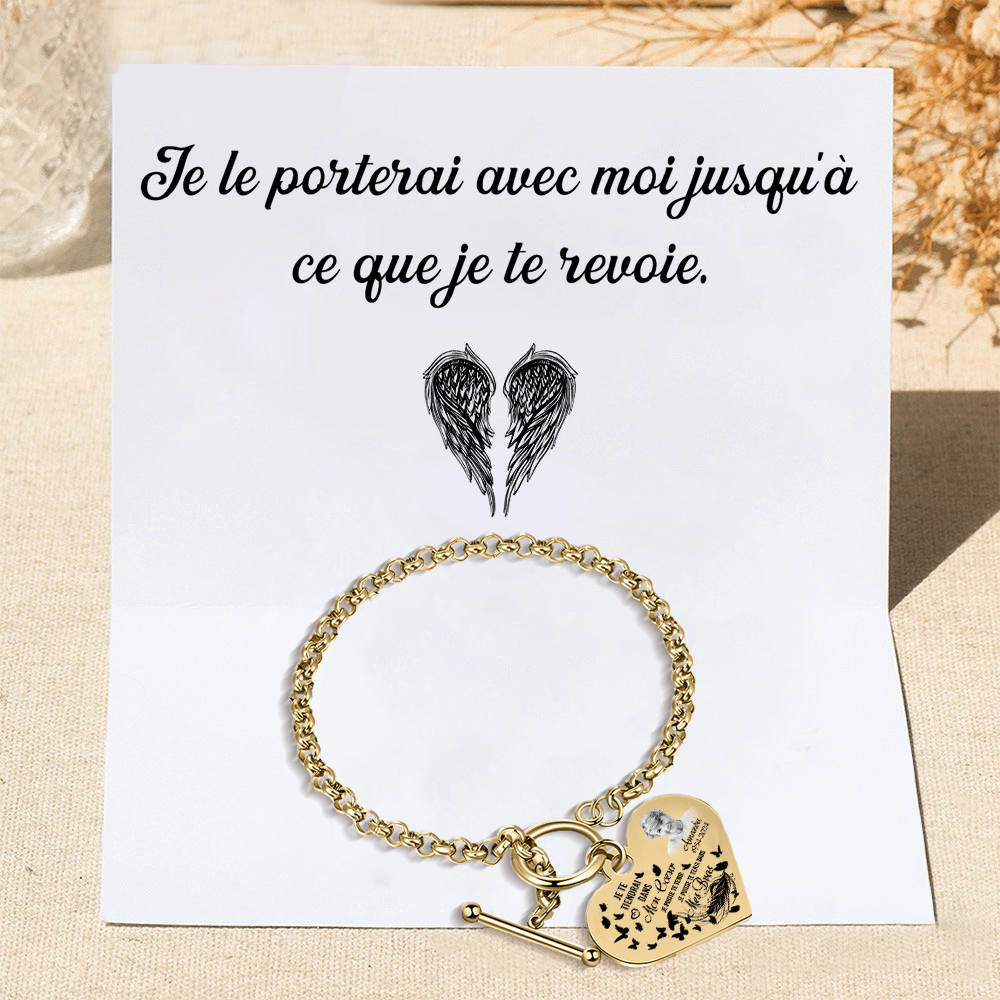 Bracelet Personnalisé en Acier Inoxydable avec Photo et Gravure bracelet personnalisé en forme de Coeur|Jessemade