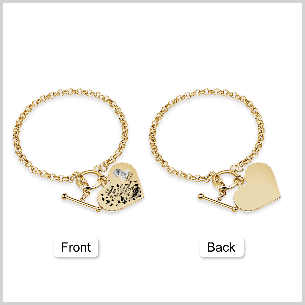 Bracelet Personnalisé en Acier Inoxydable avec Photo et Gravure bracelet personnalisé en forme de Coeur|Jessemade