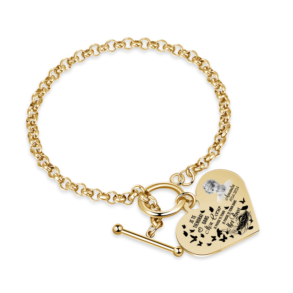 Bracelet Personnalisé en Acier Inoxydable avec Photo et Gravure bracelet personnalisé en forme de Coeur|Jessemade