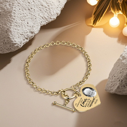 Bracelet Personnalisé en acier inoxydable avec Gravure et Photo bracelet personnalisé Coeur commémoratif｜Jessemade