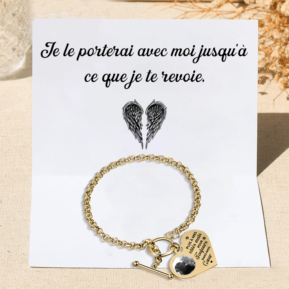 Bracelet Personnalisé en acier inoxydable avec Photo couleur gravée Bracelet Personnalisé Coeur commémoratif|Jessemade