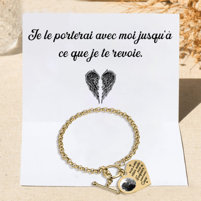 Bracelet Personnalisé en acier inoxydable avec Photo couleur gravée Bracelet Personnalisé Coeur commémoratif｜Jessemade