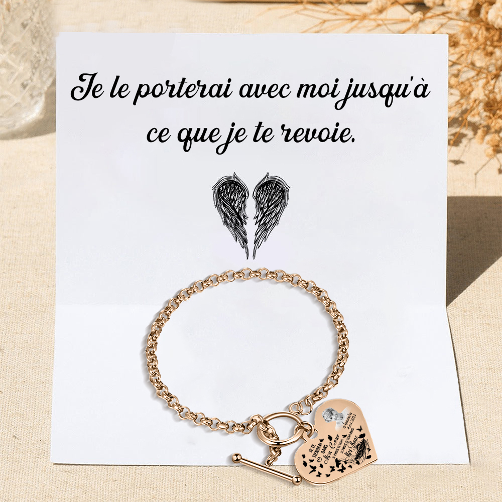 Bracelet Personnalisé en Acier Inoxydable avec Photo et Gravure bracelet personnalisé en forme de Coeur|Jessemade