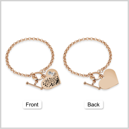 Bracelet Personnalisé en Acier Inoxydable avec Photo et Gravure bracelet personnalisé en forme de Coeur｜Jessemade