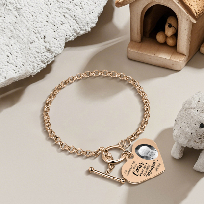 Bracelet Personnalisé en acier inoxydable avec Gravure et Photo bracelet personnalisé Coeur commémoratif｜Jessemade