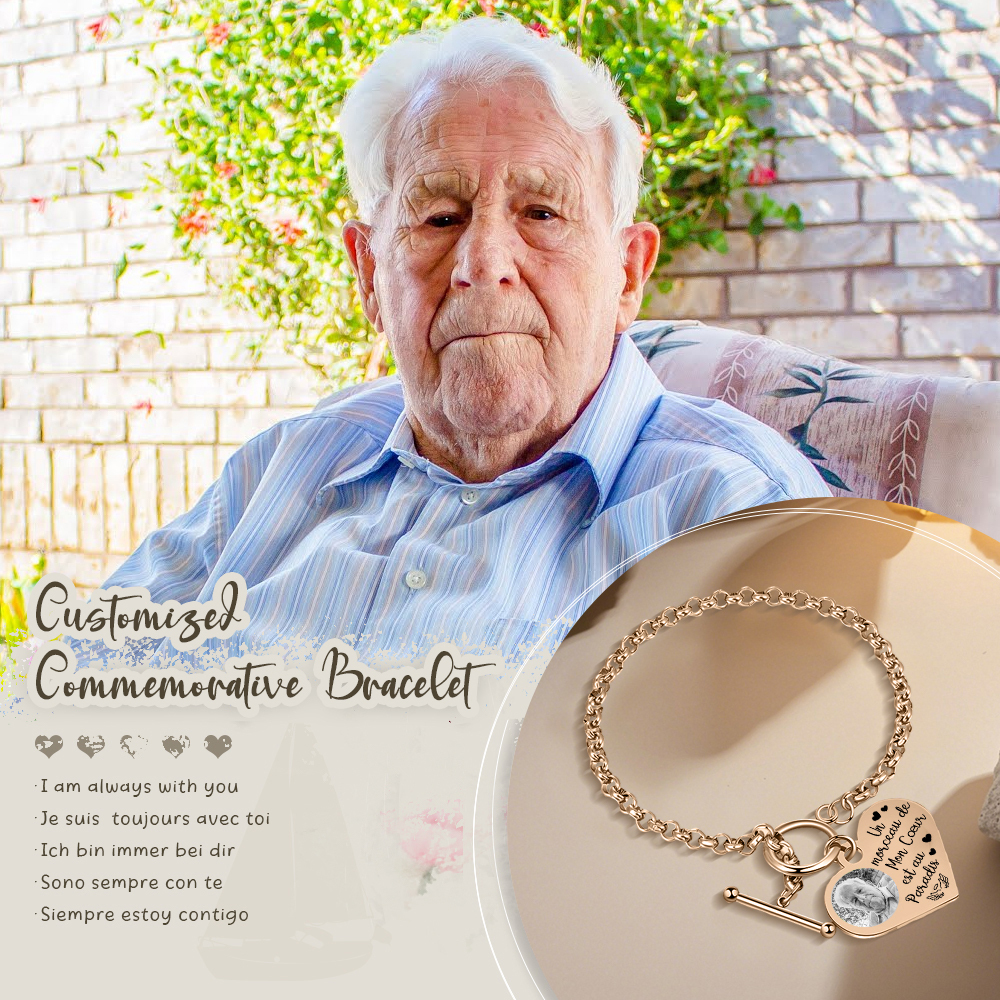 Bracelet Personnalisé en acier inoxydable avec Photo Gravée Bracelet Personnalisé Coeur commémoratif|Jessemade