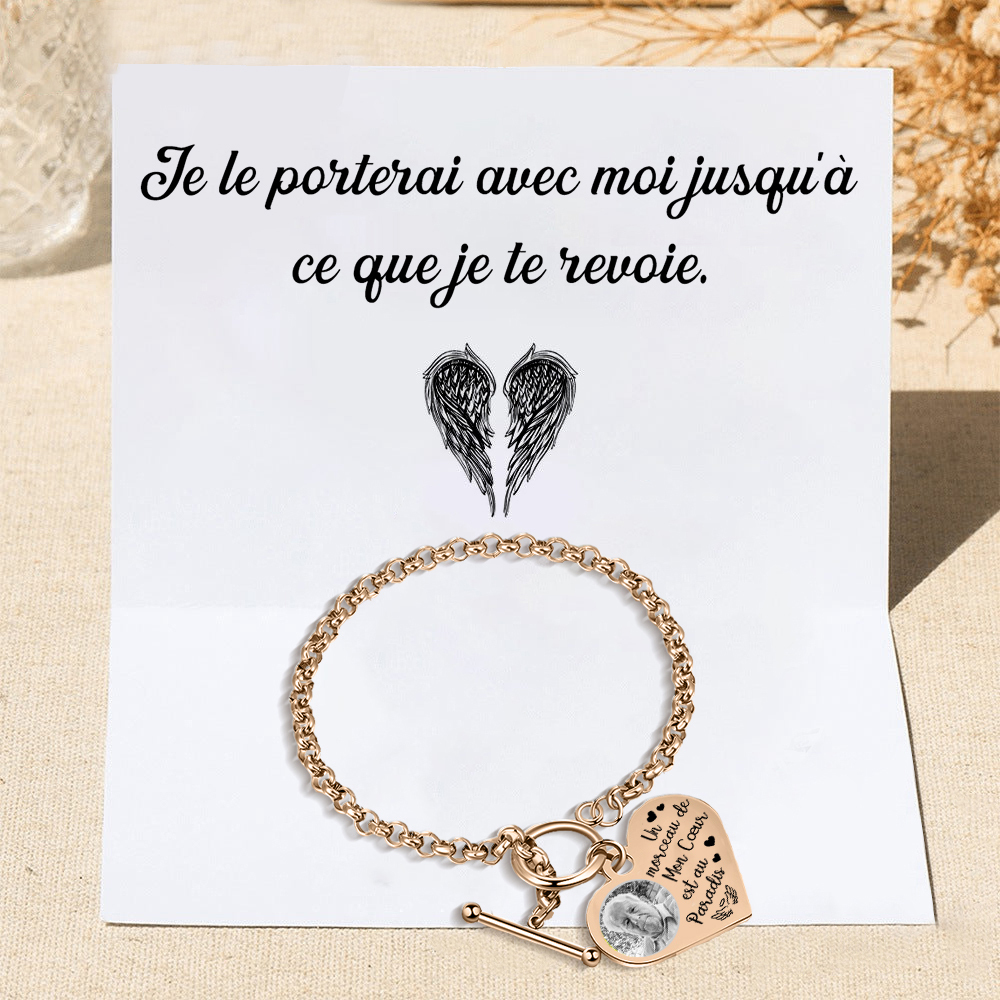 Bracelet Personnalisé en acier inoxydable avec Photo Gravée Bracelet Personnalisé Coeur commémoratif|Jessemade