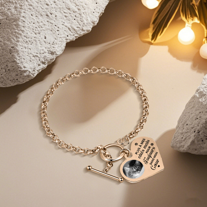 Bracelet Personnalisé en acier inoxydable avec Photo couleur gravée Bracelet Personnalisé Coeur commémoratif｜Jessemade