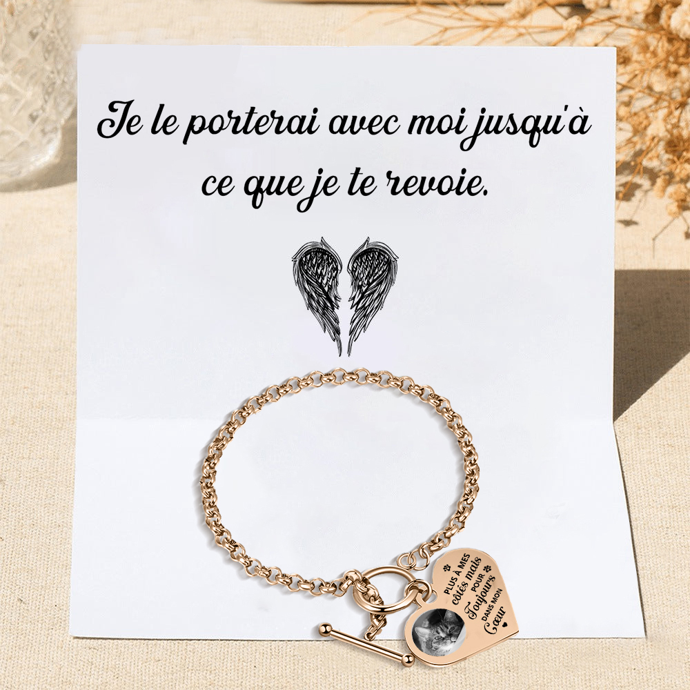 Bracelet Personnalisé en acier inoxydable avec Photo couleur gravée Bracelet Personnalisé Coeur commémoratif|Jessemade