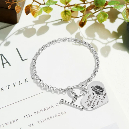 Bracelet en acier inoxydable Cœur Photo Personnalisée en commun avec Texte Cadeau Couple | Jessemade