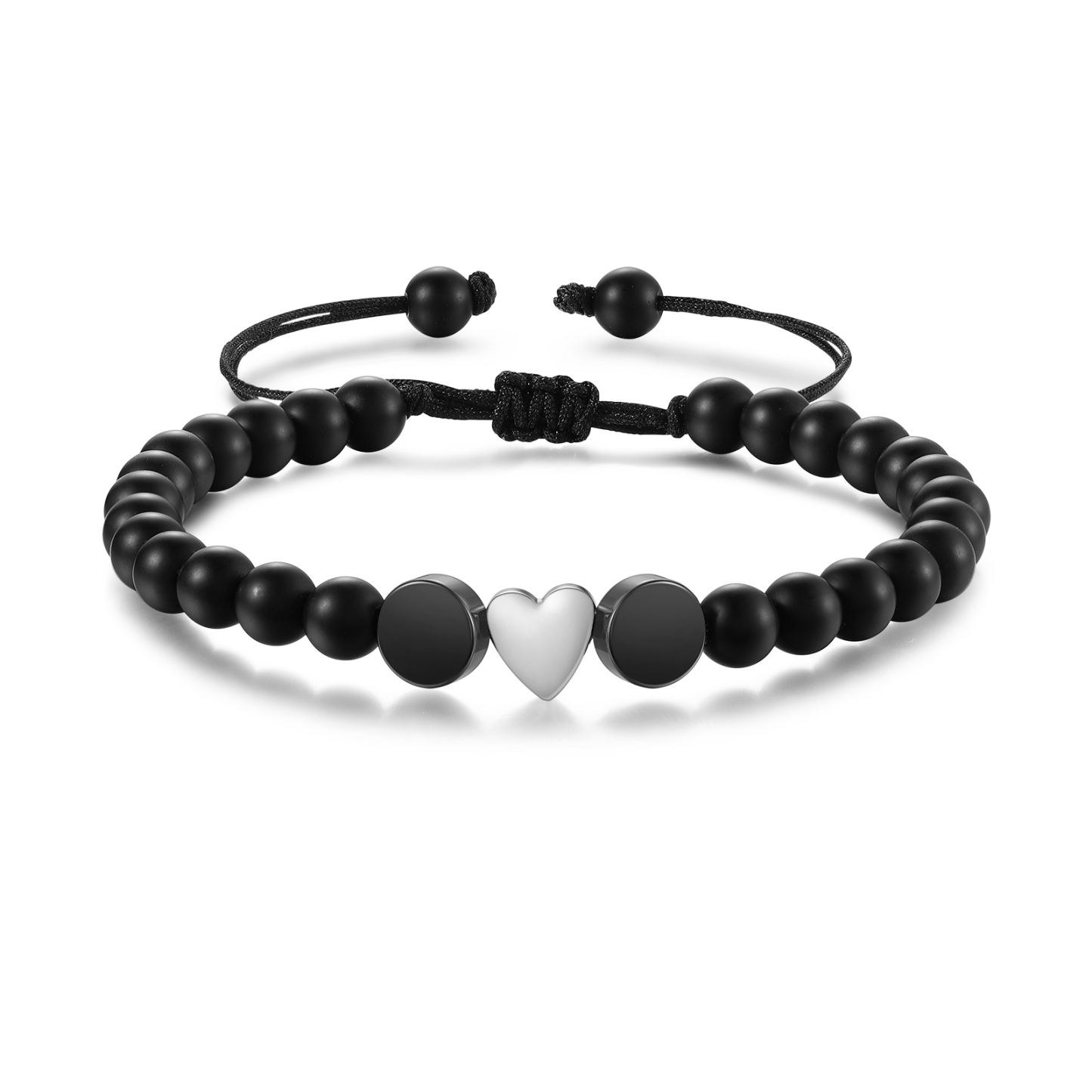 Bracelet Personnalisé avec 2 Initiales Pierre Noire Bracelet Personnalisable pour Couple|Jessemade